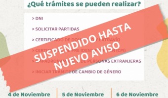 SE SUSPENDE EL OPERATIVO DNI PREVISTO PARA LOS PRIMEROS DAS DE NOVIEMBRE